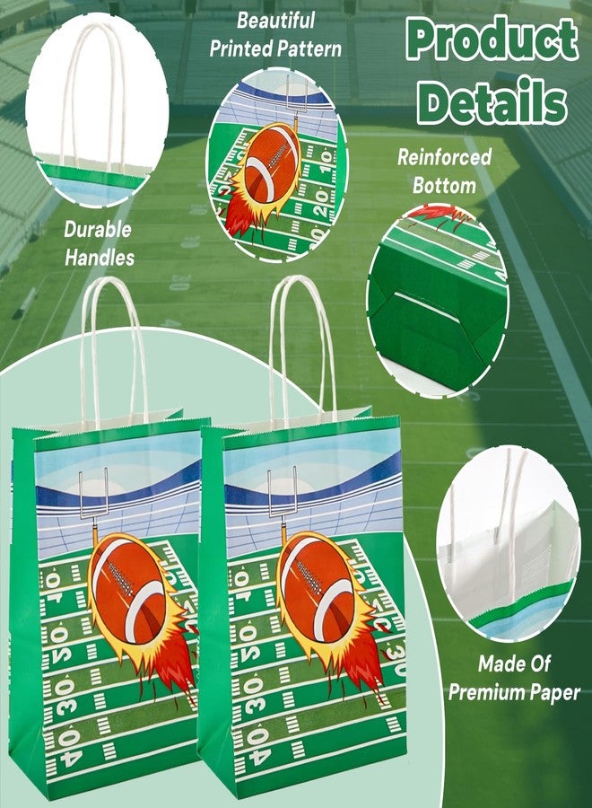 Acshio 50 Pieces Football Gift Bags, Paper Football Party Favor Goodie Bags with Handle, Sports Game Theme Rugby Candy Handbag Snack Bag Bulk for Party Gift, Treats - Image 3